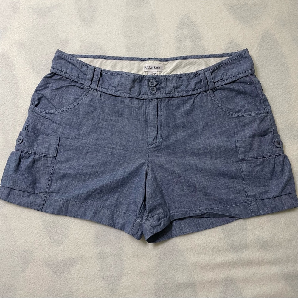 Calvin Klein Blue Cotton Cargo Shorts Size 14